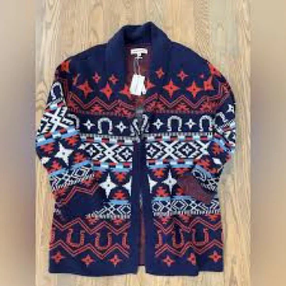 NWT Lucky Brand Southwestern Aztec Open Front Cardigan Sweater. - Picture 3 of 7